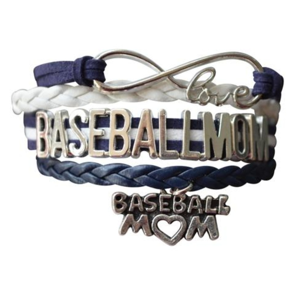 Baseball Mom Bracelet - Navy & White